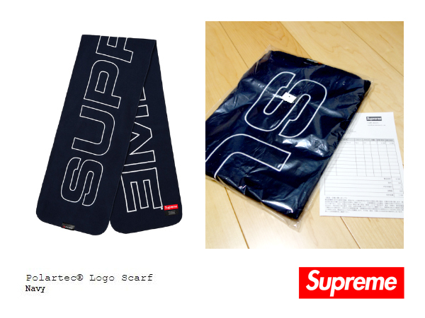 ◆ 17FW Supreme Polartec Logo Scarf Navy ネイビー 紺 ◆ シュプリーム スカーフ マフラー ボックス ロゴ ポーラテック boxlogo AW 18ss