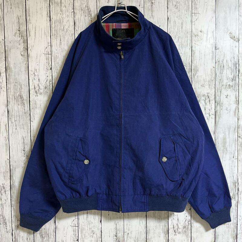 90's Eddie Bauer エディーバウアー G9 ハリントンジャケット ドリズラー スイングトップ 黒タグ 山タグ XL 紺 ネイビー 古着 HTK1953