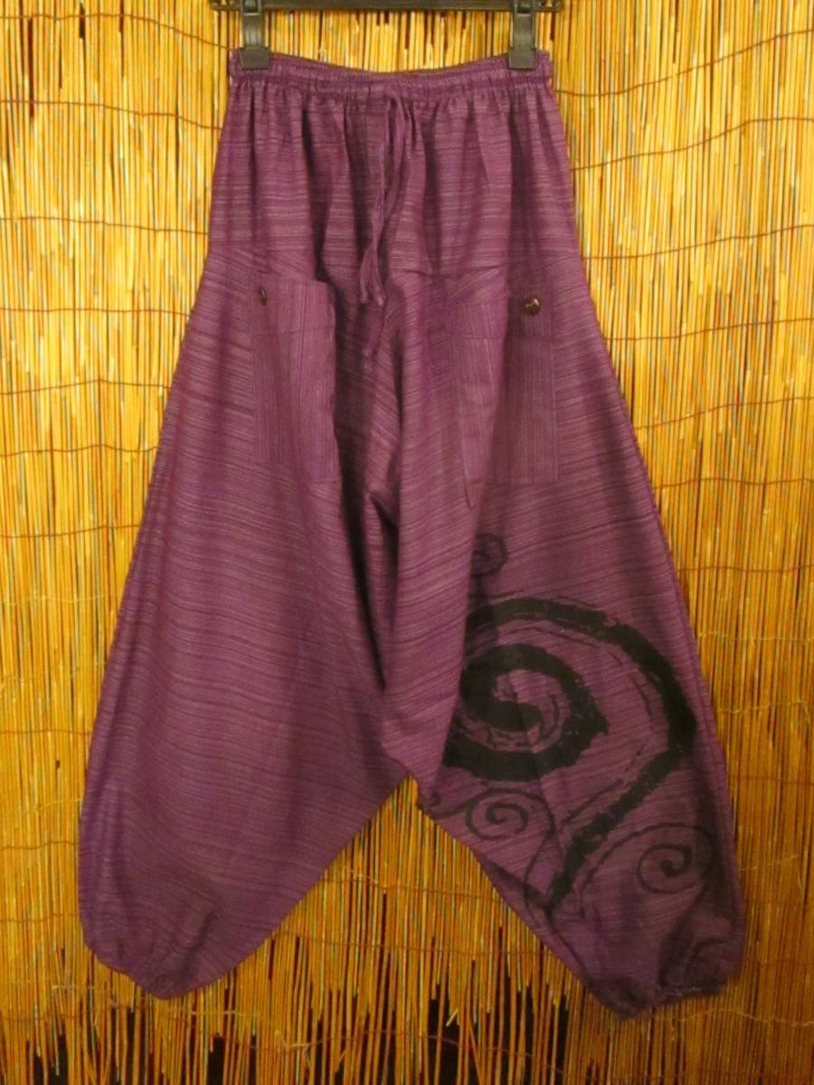 【送料込み／ＳＡＬＥ】⑮新品＊男女兼用＊渦巻きプリント＊コットン素材＊すっきりシルエット＊サルエルパンツ エスニック MAJAM