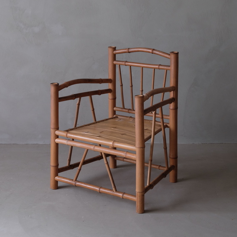 02609 古い竹のアームチェア / 椅子 古家具 ヴィンテージ 昭和レトロ アンティーク