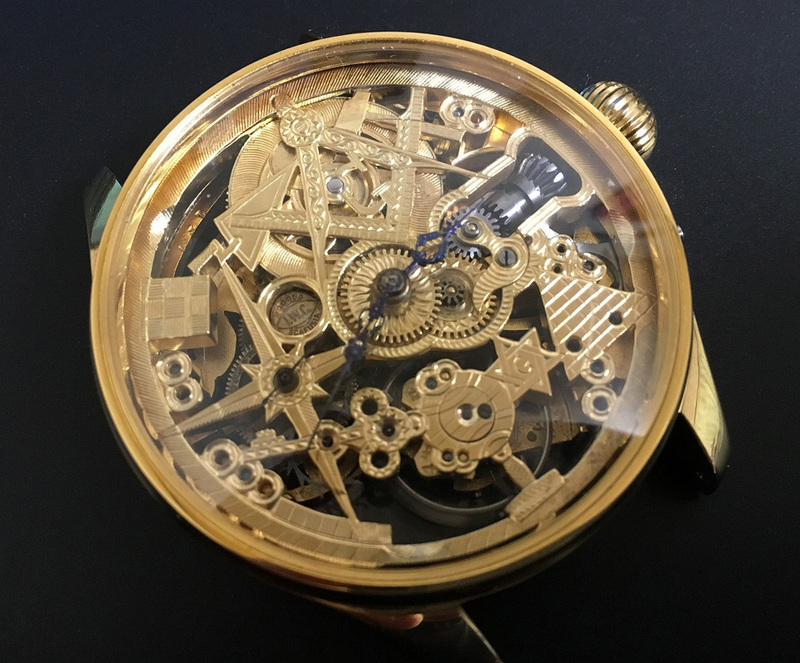 下取＆値引き交渉あり 1889年 IWC 懐中時計のムーブメント使用 カスタム時計 フリーメイソンフルエングレービングフルスケルトン