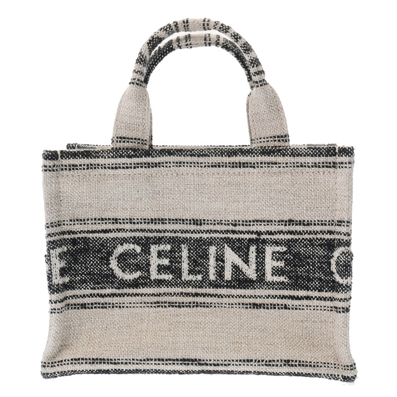 CELINE セリーヌ カバ タイス 白/黒 ゴールド金具 199162ERP レディース キャンバス 2WAYバッグ 新同 中古 銀蔵