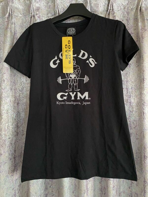 ゴールドジム gold'sgym gym goldgym 京都 ネームドロップ Tシャツ 新品 レディースM 黒 ブラック シャツ 今出川 筋トレ トレーニング 限定