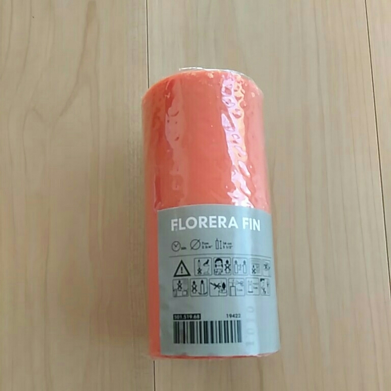 IKEA　イケア　ロウソク　FLORERA FIN キャンドル　直径7cm　高さ14cm　50時間燃焼　オレンジ色