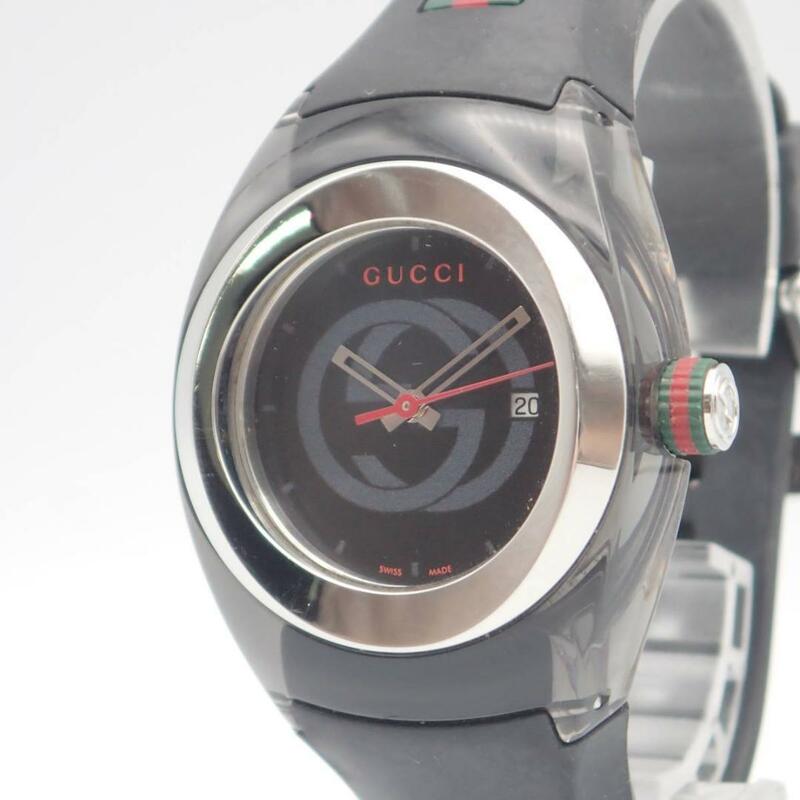 【正規稼働】グッチ QZ シンク メンズ 腕時計 シェリーライン 137.3