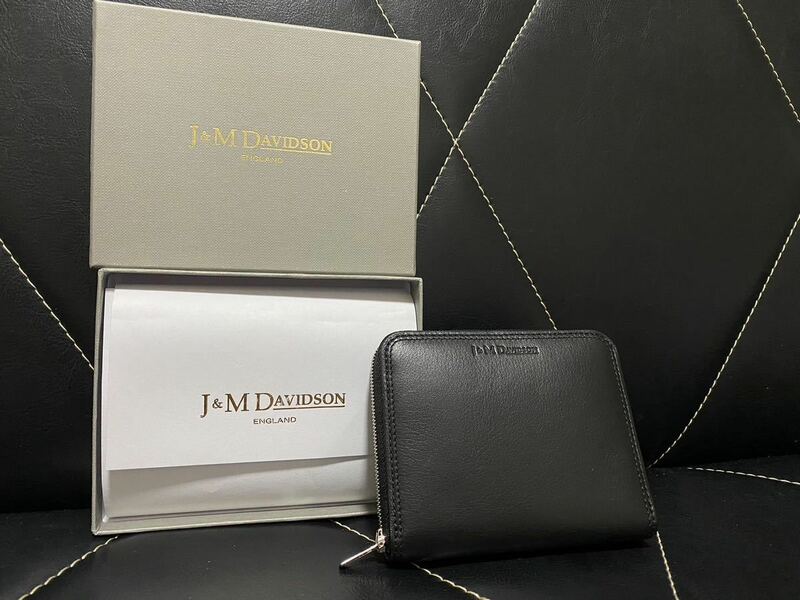 新品 未使用J&M DAVIDSON ENGLAND イングランド コインケース ラウンドファスナー レディース メンズ ブラック カーフレザー スペイン製