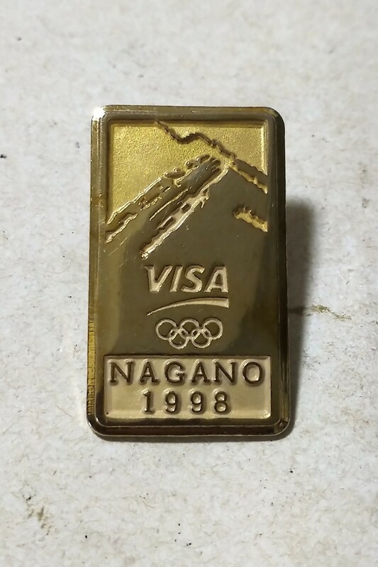 長野オリンピック VISA ピンバッジ NAGANO 1998 高級感のあるゴールド マニアのあなたに