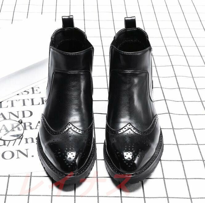 メンズ ショートブーツ マーティンブーツ 紳士靴 ライダース カジュアル ビジネス エンジニアブーツ シューズ ブラック 24cm~27cm