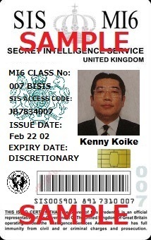 UK　レプリカ　IDカード（SIS／MI6／イギリス情報局秘密情報部） 両面 IDホルダー付 送料185円