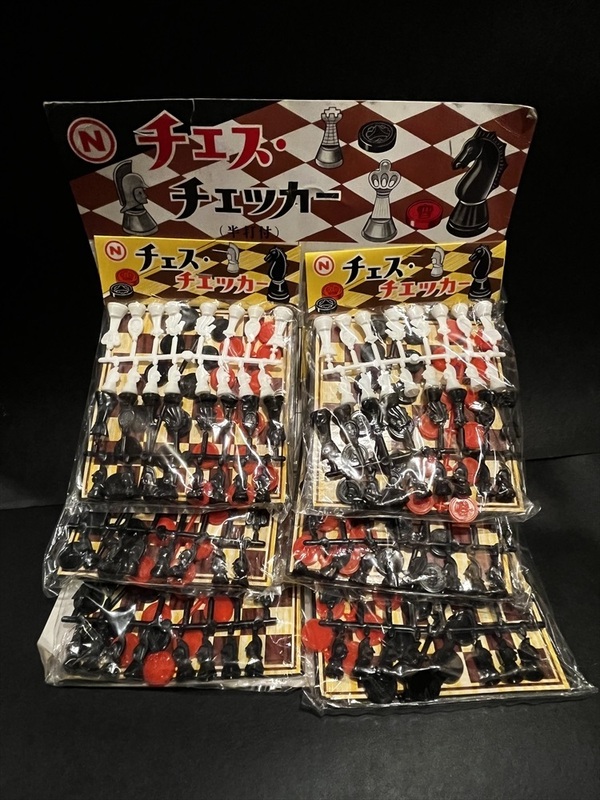 昭和 レトロ チェス チェッカー 台紙 6付 倉庫品 駄菓子屋 駄玩具 ゲーム 