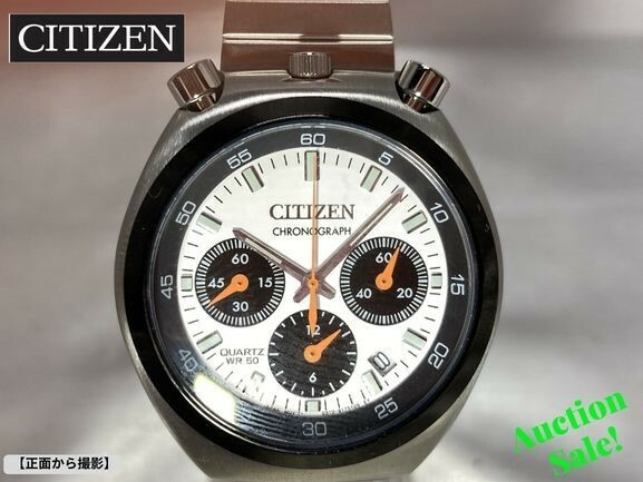 【可動品】CITIZEN シチズン ツノクロノ クロノグラフ クオーツ デイト メンズ腕時計 文字盤/ホワイト 0510-S127718 説明書付属