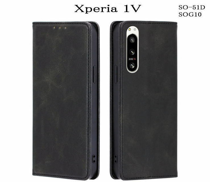 xperia1V レザー手帳型ケース　SO-51D　SOG10　ブラック