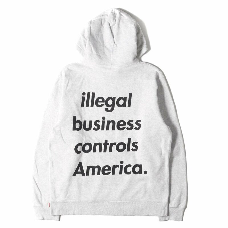 Supreme シュプリーム 18SS メッセージロゴ スウェット パーカー Illegal Business Hooded Sweatshirt アッシュグレー フーデッド XL