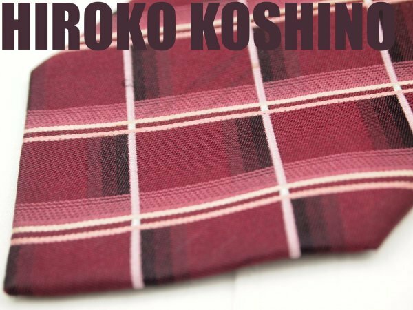OA 696 【期間限定お試し】 ヒロココシノ HIROKO KOSHINO ネクタイ 赤色系 チェック柄 ジャガード