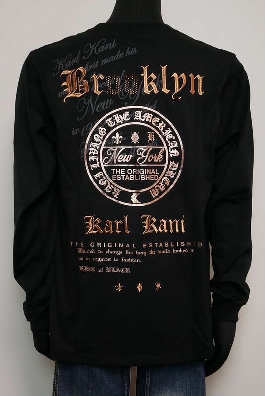 新品正規 Karl Kani カールカナイ ブロンズロンT 233K1117 黒L 長袖 ロンT トップス ロゴ刺繍