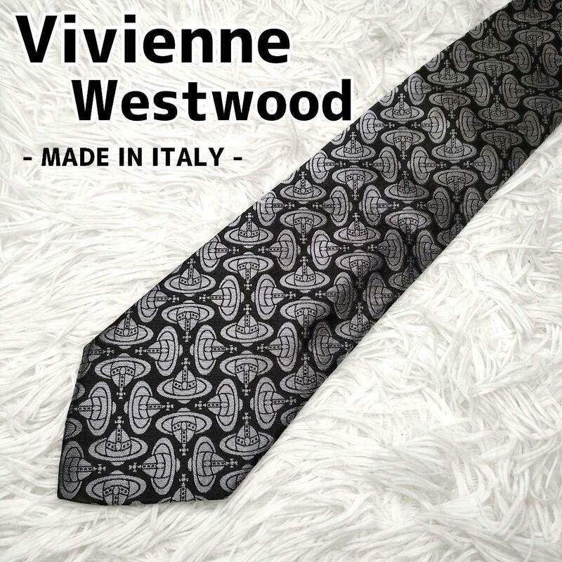 ヴィヴィアンウエストウッド ネクタイ ロゴ柄 Vivienne Westwood ブラック ネイビー シルバー メンズ スーツ ファーマル 男性 高級感 黒 紺