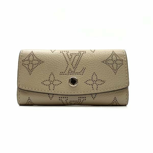 LOUIS VUITTON ルイヴィトン M80990 ミュルティクレ 4連 キーケース マヒナ ガレ グレージュ レザー 鍵 収納 イニシャル YN 管理RY23004530