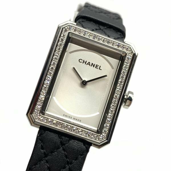 CHANEL シャネル 腕時計 ボーイフレンド H6955 クオーツ ダイヤモンド ステンレス 2針 キルティング レザー レディース 管理RY23004591