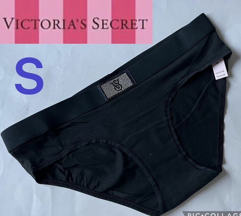 【送料無料】新品■43 ヴィクトリアシークレット Victoria's Secret ヒップハング コットン ショーツ S (日本サイズ S～M位) B黒 oc