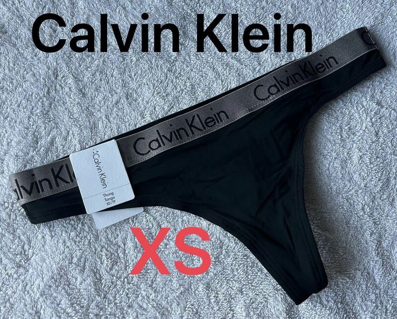 【送料無料】新品★24 Calvin Klein カルバンクライン Thong Tバック ショーツ XS （日本サイズXS～S位）黒 人気品oc