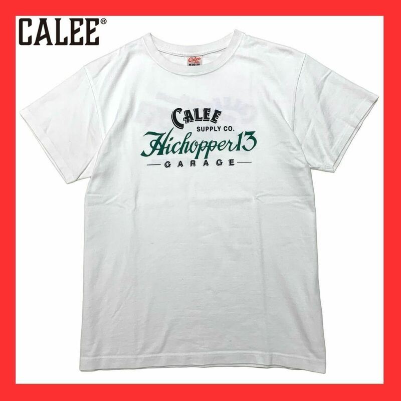 CALEE キャリー HICHOPPER コラボ 両面 ロゴ garage ガレージ プリント 半袖 ワーク Tシャツ カットソー T-Shirt TEE 白 ホワイト M
