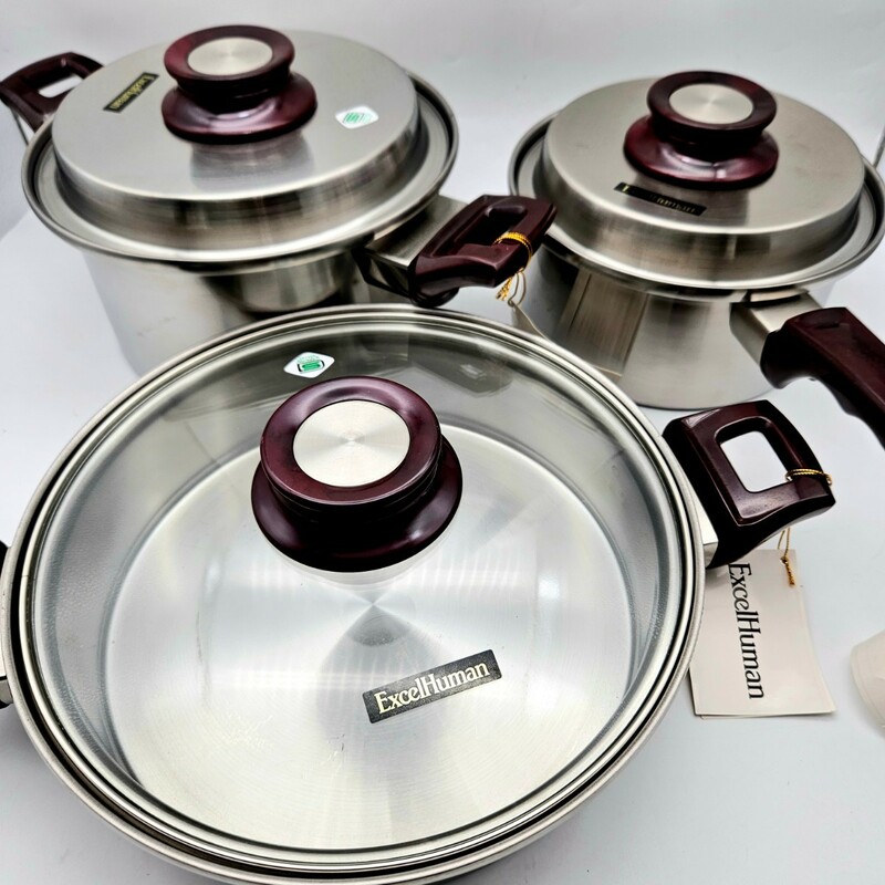 【未使用】ExcelHuman 調理器具 HI 片手 両手 鍋 (18cm、20cm、24cm) 3点 セット まとめ 1004