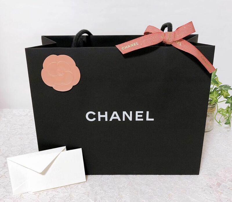 シャネル 「CHANEL」ショッパー 財布箱サイズ (3050) 正規品 紙袋 ショップ袋 ブランド袋 カメリア メッセージカード付き 折らずに配送