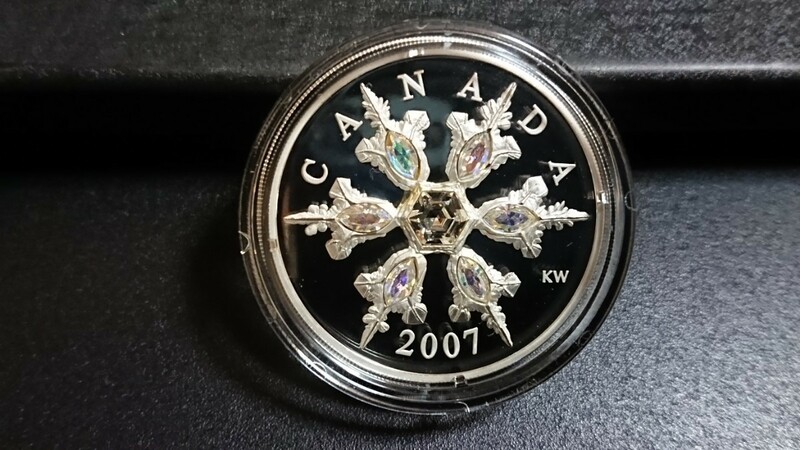 スノーフレーク・イリディセントコイン (シルバープルーフ) レインボークリスタル カナダ 2007年