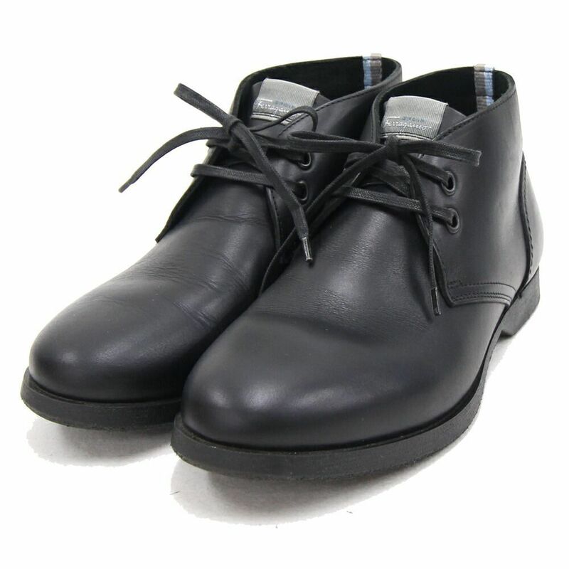 フェラガモ メンズシューズ ブラック レザー サイズ5.5 中古 チャッカブーツ 靴 黒 ショートブーツ レディース