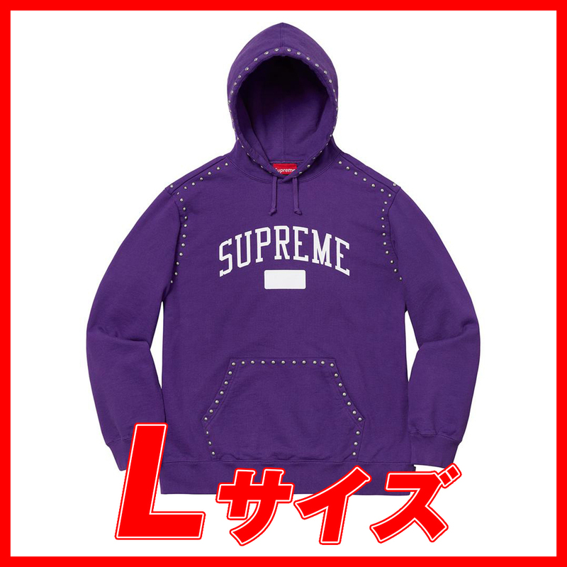 395　Supreme/Studded Hooded Sweatshirt Puple Lsize シュプリーム/　スタッズ　パーカー　紫　Lサイズ