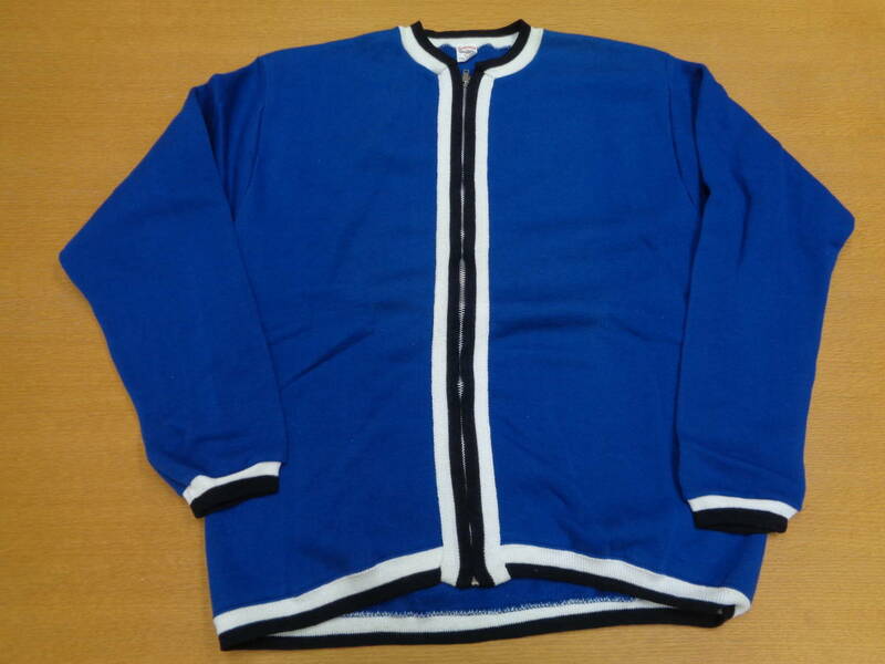 激レア！ 60s VINTAGE SPORTSWEAR OF Quality（TULTEX）テープ付きスウェットカーディガン SIZE L, R. BLUE