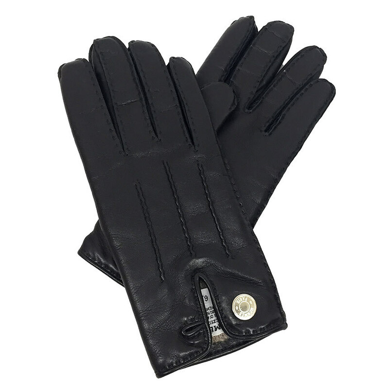 HERMES エルメス レディース レザー グローブ 手袋 サイズ6.5 セリエ ラムスキン ナッパレザー ブラック 黒 aq8944