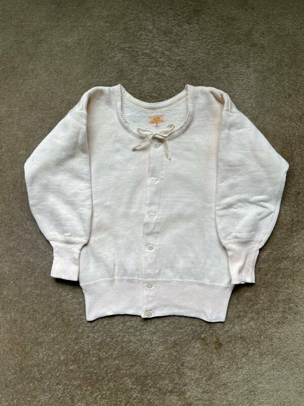 昭和レトロ 子供 キッズ スウェット カーディガン インナー サーマル 防寒 長リブ ヴィンテージ Japan Kids Sweat Inner Thermal Vintage