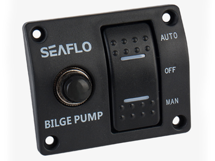 SEAFLO シーフロ ビルジポンプ用 3WAY マニュアル-OFF-オート スイッチパネル ブレーカー付 12V 24V 兼用