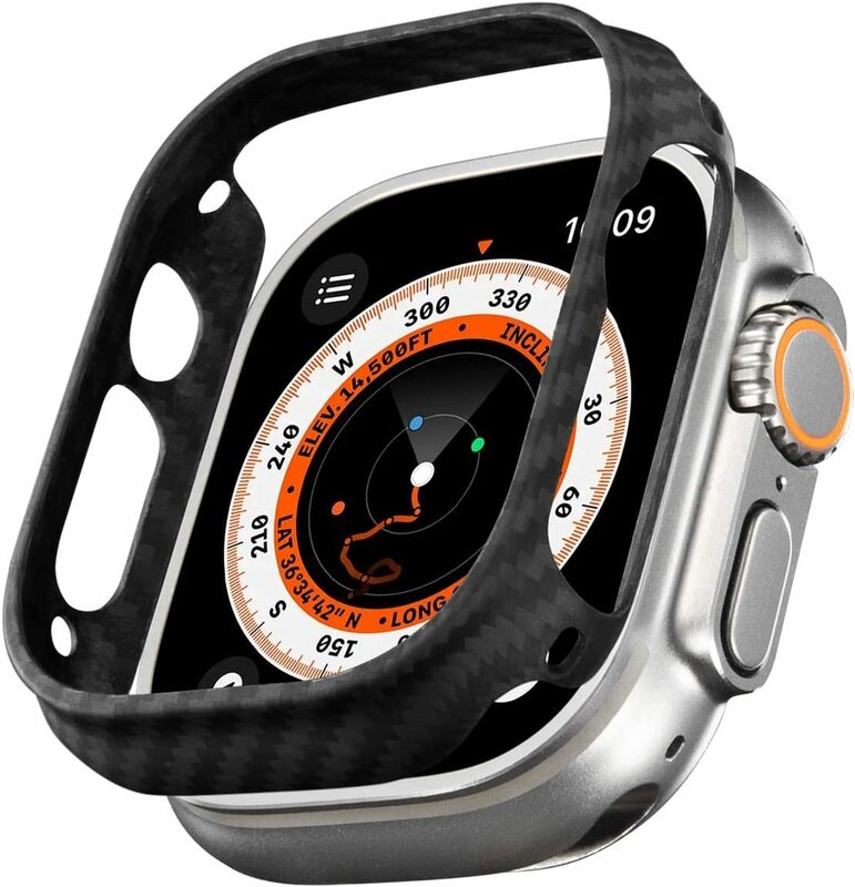 PITAKA Apple Watch Ultra 対応 ケース 49mm カバー 600Dアラミド繊維 カーボン風デザイン Air Case ブラック