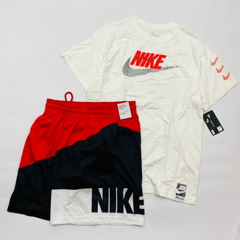 NIKEナイキJDI Tシャツ&ビッグロゴショーツ　CW0376-100 CV1913-657 白赤　XL