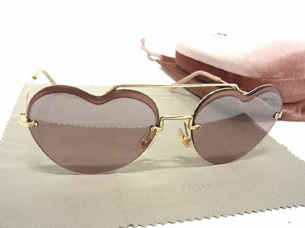 ■新品■未使用■ miumiu ミュウミュウ SMU62U ハート サングラス メガネ 眼鏡 レディース ゴールド系 AQ7353