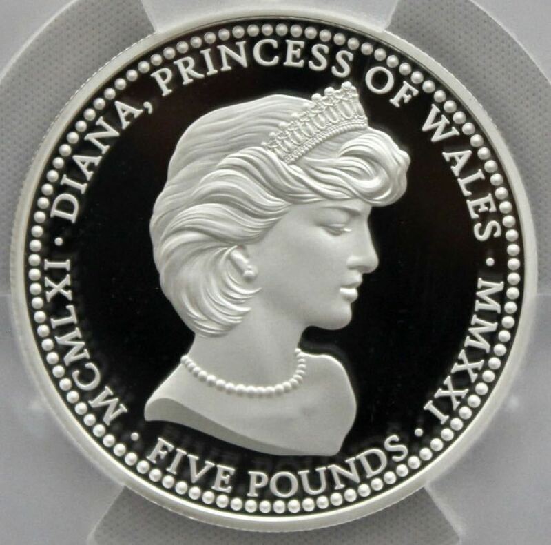 2021年 イギリス領 アセンション島 ダイアナ妃生誕60周年記念 5ポンド 2オンス 銀貨 PCGS PR70DCAM 最高鑑定品！！