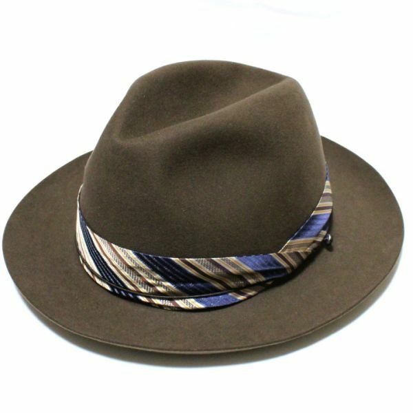 ボルサリーノ borsalino ビーバー ネクタイリボン ミドル フェドラハット／フェルトハット (57 ) ブラウン 新品 イタリア製