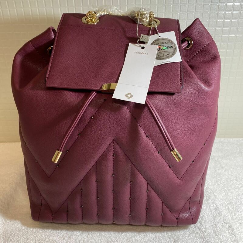 ★samsonite《SWAROVSKI（スワロフスキー使用）》satiny2.0 《品番 119736-1153》 バックパック【BURGUNDY（ワイン）カラ－】C★