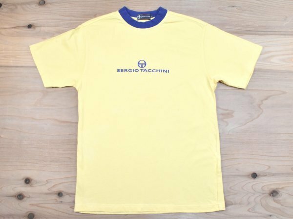 USA古着 Sergio Tacchini ロゴ Tシャツ sizeM 黄色 イエロー セルジオタッキーニ テニス スポーツブランド HIP HOP ラッパー アメリカ UK