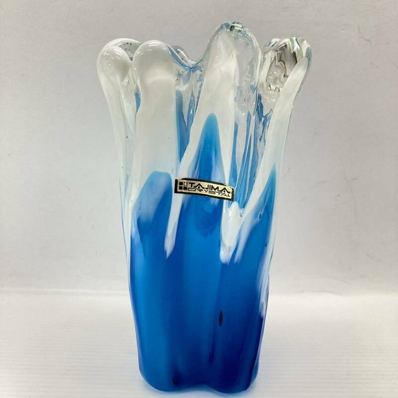 TAJIMA CRYSTAL タジマ クリスタル 花瓶 花びん フラワーベース デザイン ガラス 硝子 昭和 レトロ シャビー