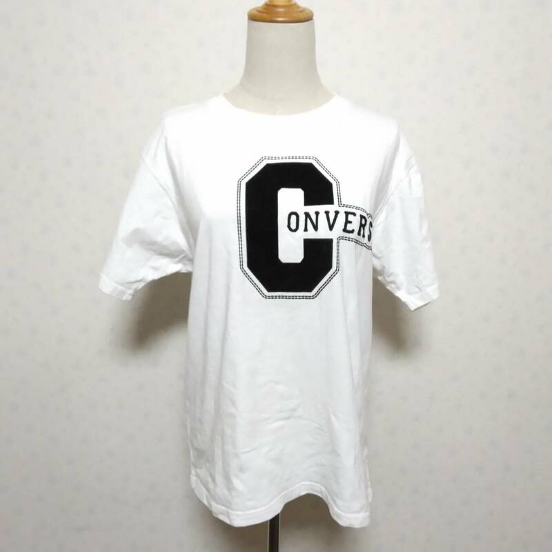 701 良品 CONVERSE コンバース Ｔシャツ ホワイト系 ロゴプリント Ｍサイズ 綿100％ デイリー スポーツ レジャー USED 古着 ユニセックス