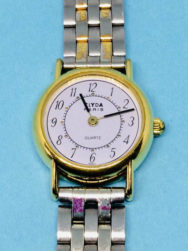 (Z15)シックな(*'▽')CLYDA・PARIS・2針（電池交換済み）ゴールド・レディス腕時計USED（送料全国一律185円）素敵な時計です。