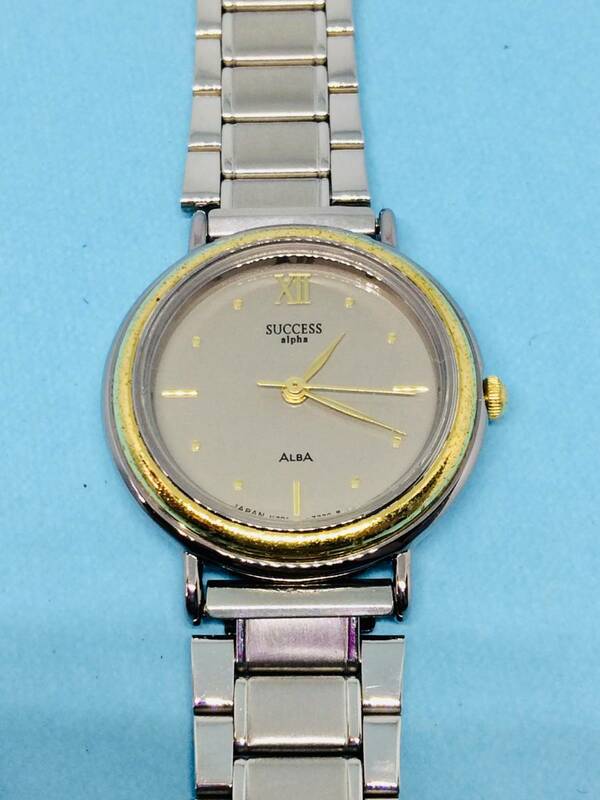 (Z21)シックな(*'▽')セイコーアルバ・サクセス・アルファ（電池交換済）S&G・レディス腕時計USED（送料全国一律185円）素敵な時計です。
