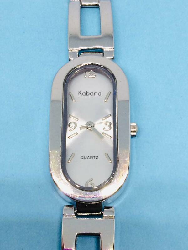 (Z47)個性的な(*'▽')KABANA（電池交換済み）シルバー・ブレスウォッチ・レディスUSED（送料全国一律185円）素敵な時計です。