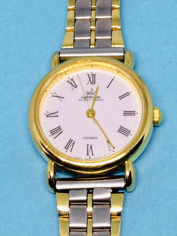 (Z49)シチズン(*'▽')CITIZEN・ライトハウス（電池交換済み）ゴールド・レディス腕時計USED（送料全国一律185円）おしゃれな時計です。