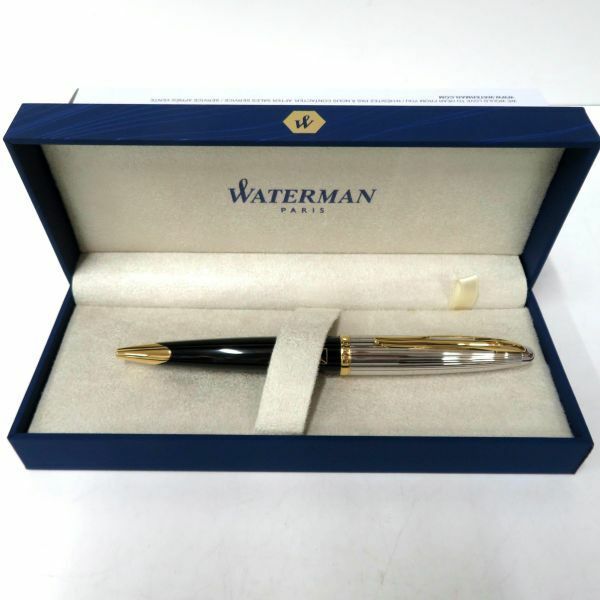 極美品 WATERMAN/ウォーターマン カレン デラックス ブラック×シルバーGT ツイストボールペン S0700000