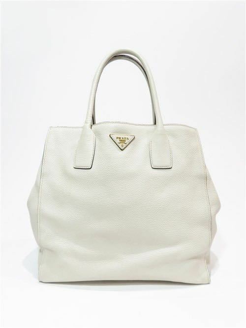 61797 PRADA ／ プラダ トライアングルロゴ レザー トートバッグ