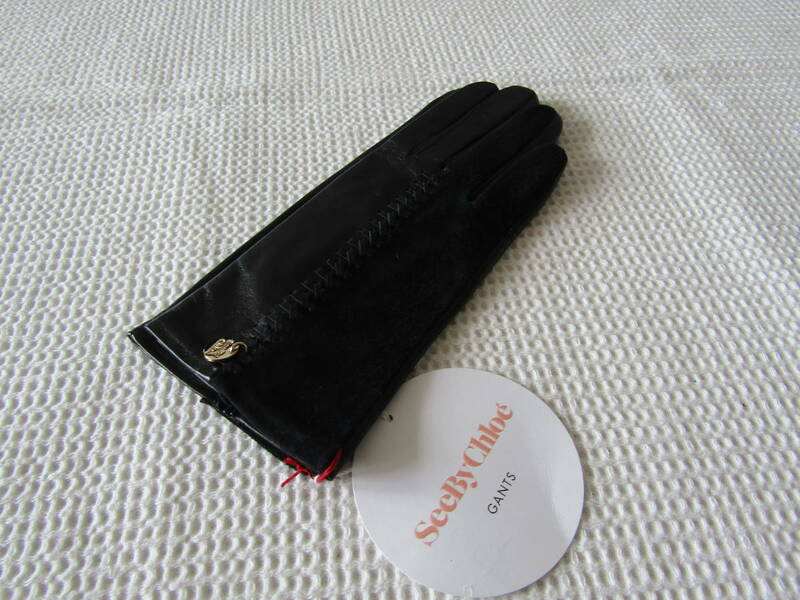 シーバイクロエ　手袋　レザー　羊革　21㎝　ブラック　日本製　チャーム付　未使用　定形外郵便の送料140円